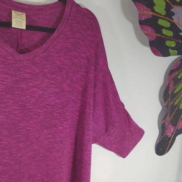 Faded Glory Top 3/4 Sleeve Cold Shoulder Lightweight Sweater Purple Pink 1x - Picture 2 of 14